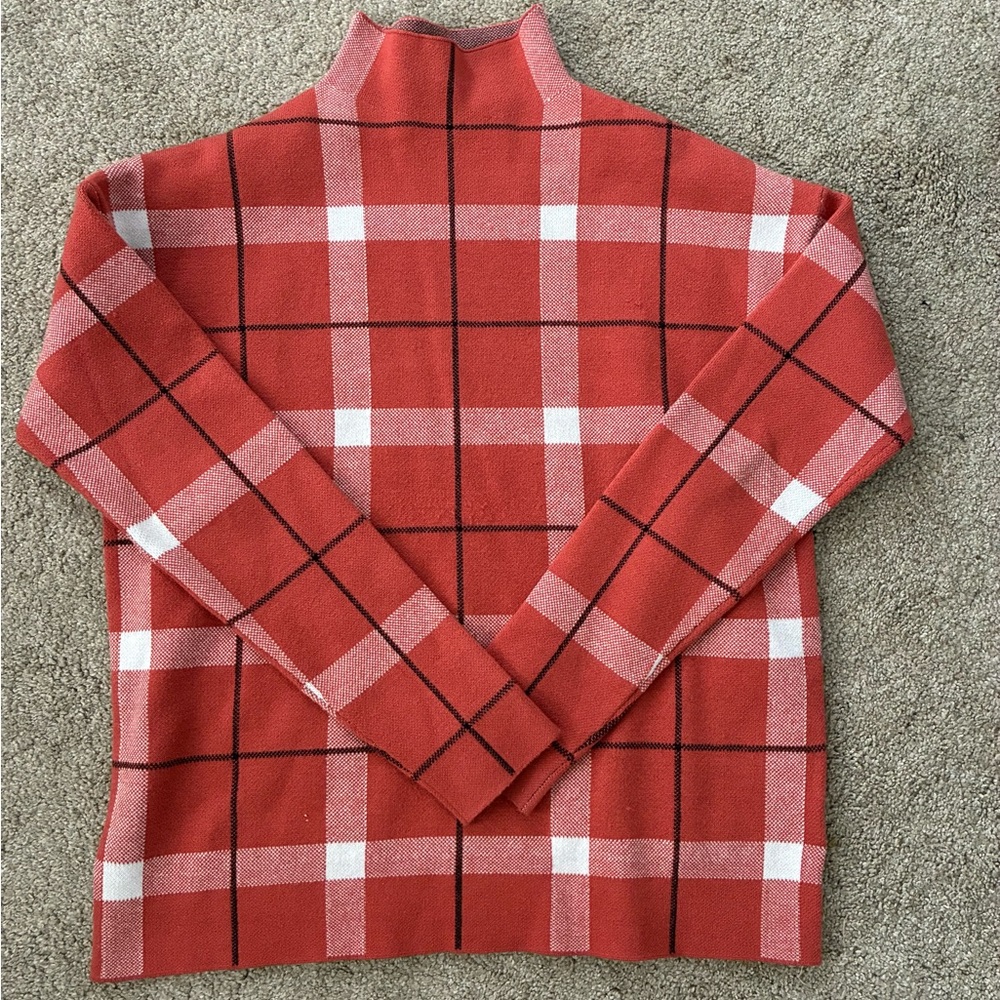 Jones New York Orange, White and Black Knit Sweater